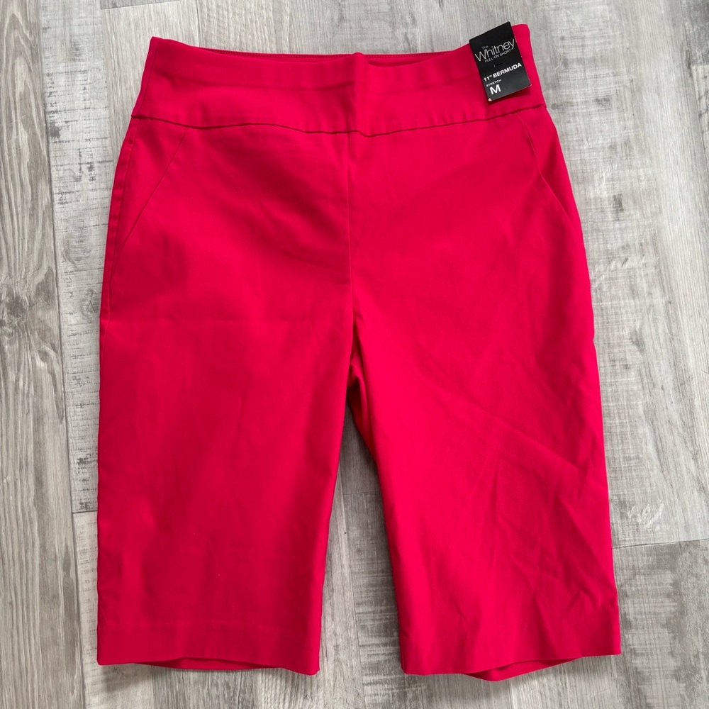 New York & Company Bright Pink Pull-On Bermuda Shorts